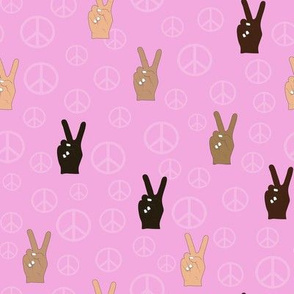 Hand Peace Signs Pink