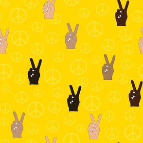 Hand Peace Signs Yellow