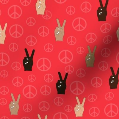 Hand Peace Signs-Red