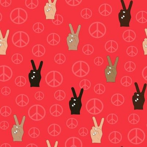 Hand Peace Signs-Red