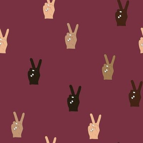 Hand Peace Signs Burgundy