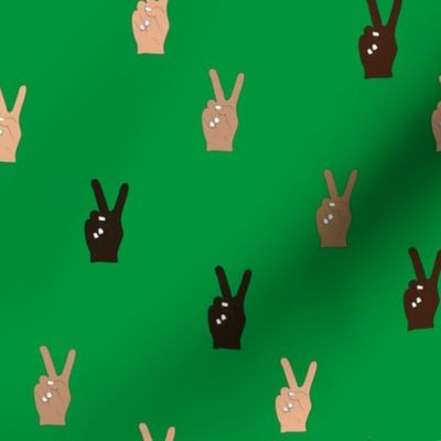 Hand Peace Signs Green