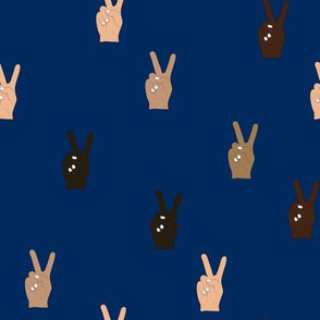 Hand Peace Signs Navy Blue