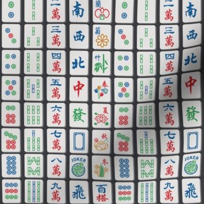 Mahjong Tiles on Charcoal (1/2 scale)