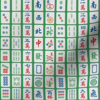 Mahjong Tiles on Green (1/2 scale)