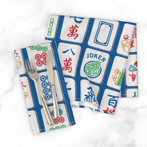 Mahjong Tiles on Blue (2x scale)