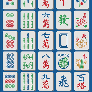 Mahjong Tiles on Blue (2x scale)