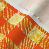 1" batik gingham - yellow on solar orange