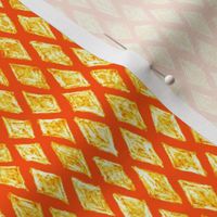 batik diamonds - white and yellow on solar orange