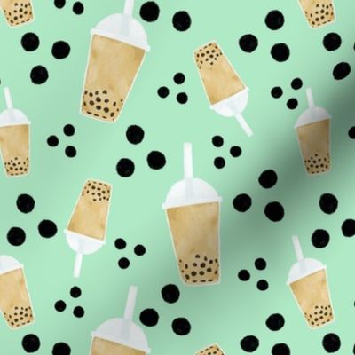 boba tea and dots on mint