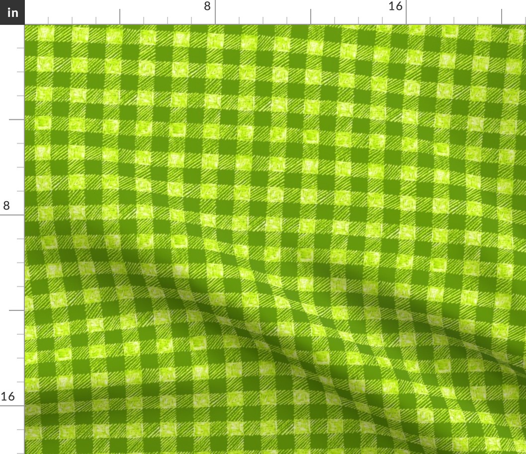 5/8" batik gingham - bright lime and white