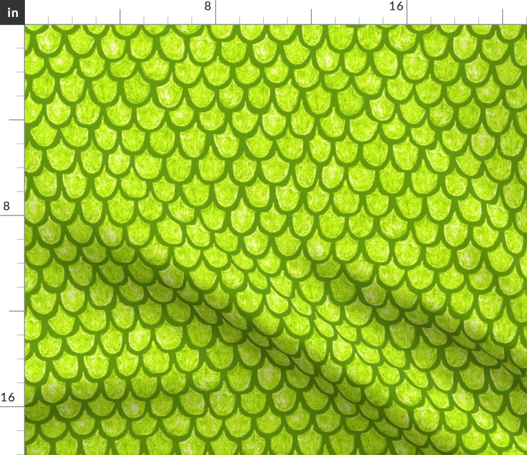 mermaid scales in bright lime green
