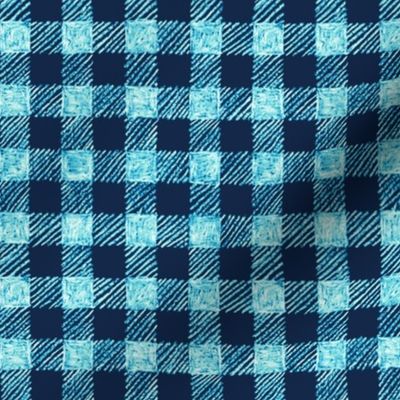 5/8" batik gingham - navy and bright blue