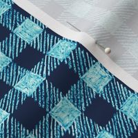 5/8" batik gingham - navy and bright blue