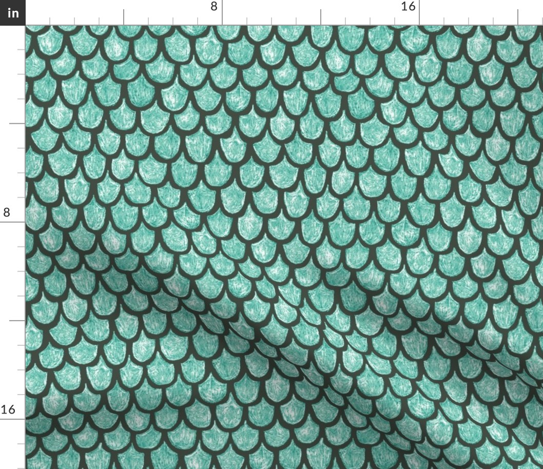 teal, white and khaki dragon scales