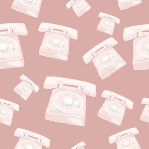 retro pink rotary phones - dusty rose