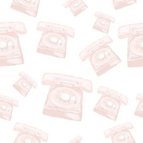 retro pink rotary phones - white