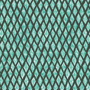 batik diamonds - white and teal on khaki