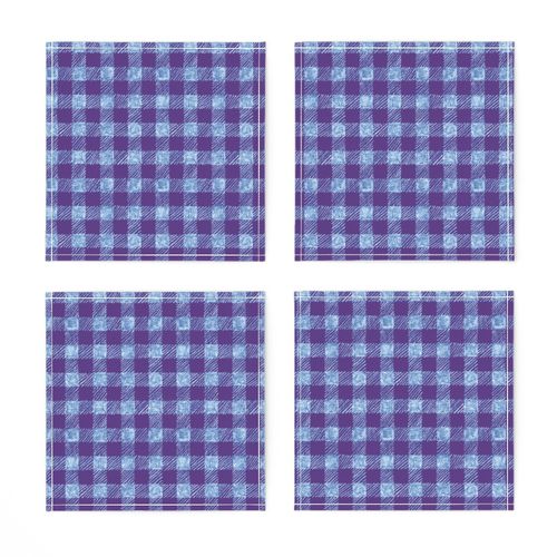 5/8" batik gingham - purple, light blue and white