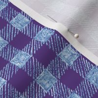 5/8" batik gingham - purple, light blue and white