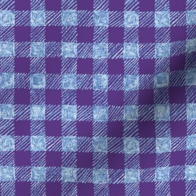 5/8" batik gingham - purple, light blue and white