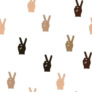 Hand Peace Signs White