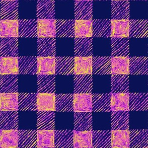 1" batik gingham -navy, purple, pink and yellow
