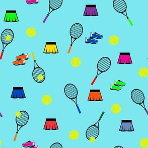 Tennis with Skirts Aqua Background