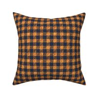 5/8" batik gingham -navy, brown, copper and gold