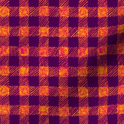 5/8" batik gingham - purple and orange