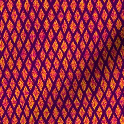batik diamonds - orange on purple