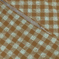 5/8" batik gingham - antique  light blue and brown