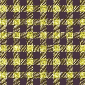 5/8" batik gingham - midsummer mauve, gold and white
