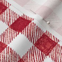 1" crayon gingham,  cranberry red on white