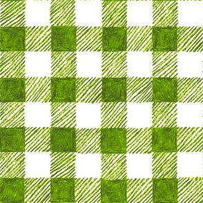 1" crayon gingham, leaf green on white