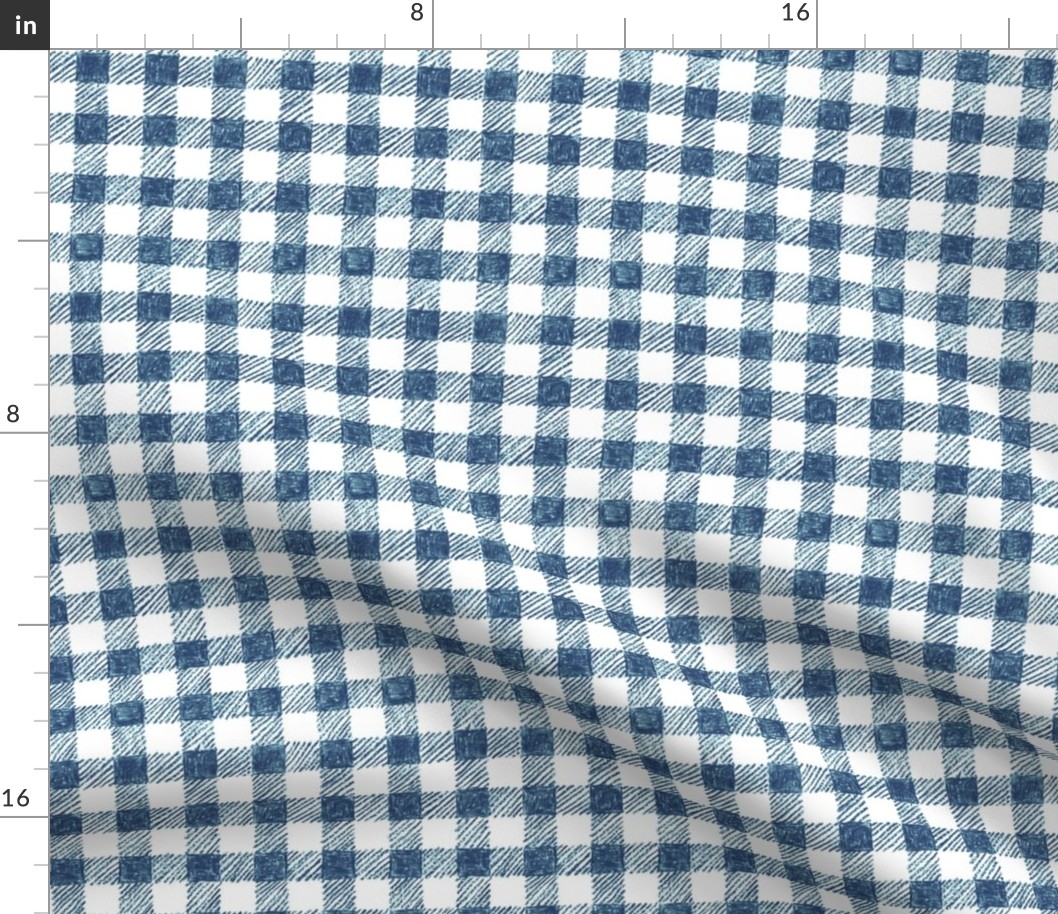 5/8" crayon gingham in  navy and blue