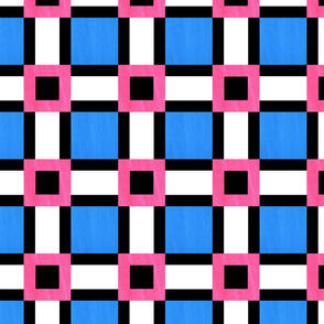 Square Art Deco Pattern in pink and blue