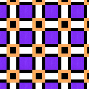 Square Art Deco Pattern in purple, orange and black