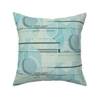 Exchequer Modern - Large Scale - calming retro-atomic geometric fiduciary-inspired hoity toity pastel blue waiting room fabric or wallpaper
