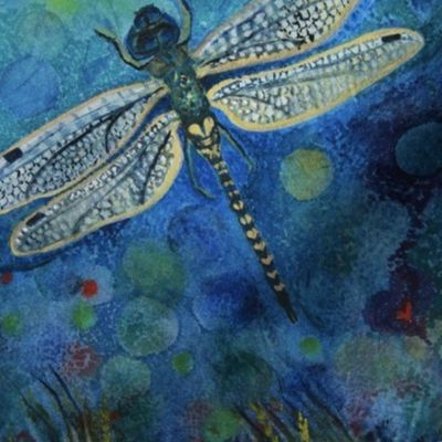 Dragonfly aka DragonRye Watercolor Fabric