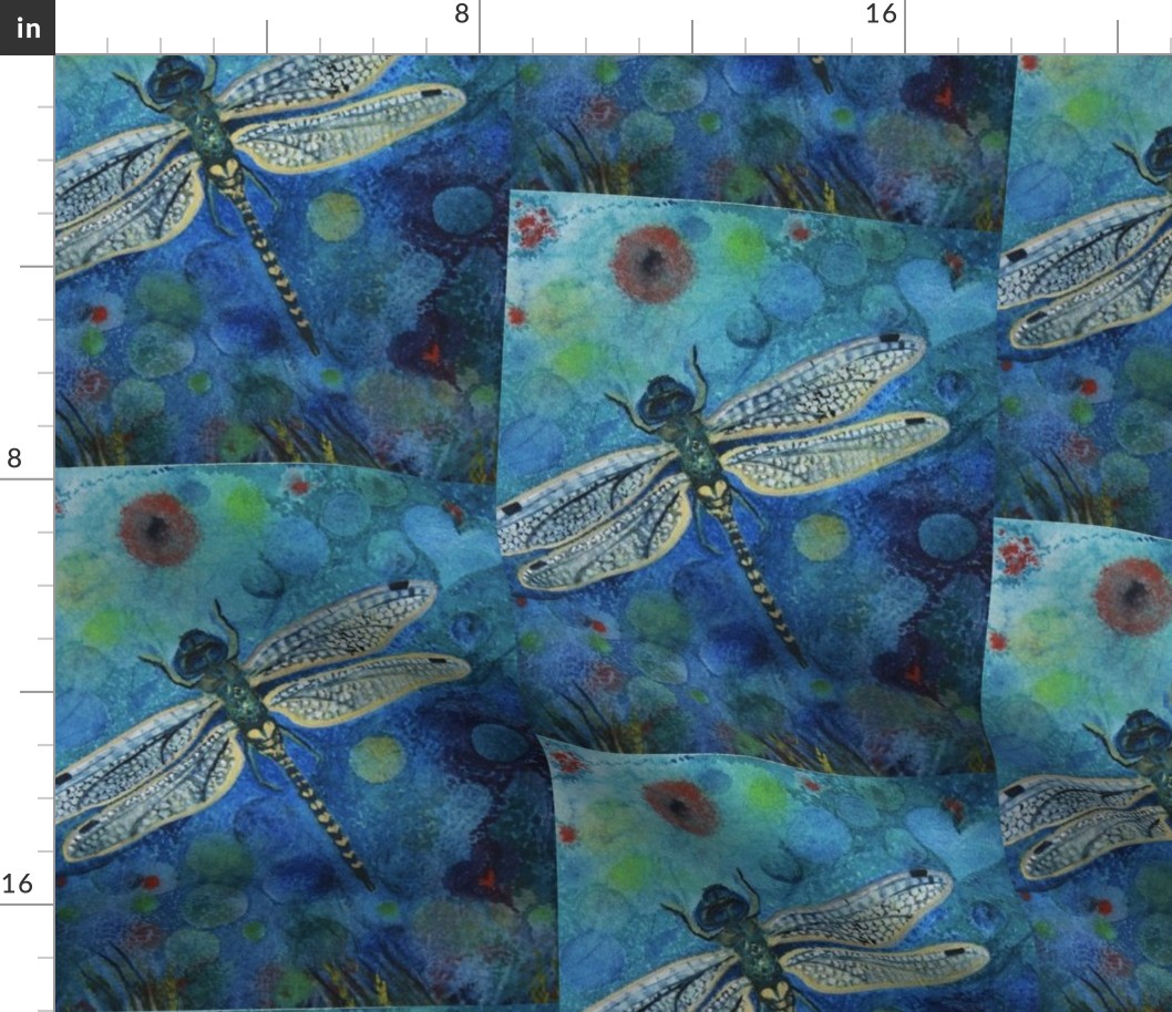 Dragonfly aka DragonRye Watercolor Fabric