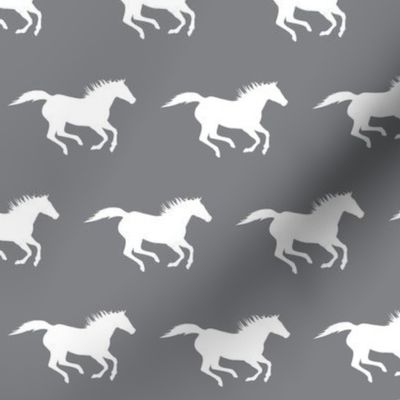 Running Horses Grey & White