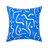 Abstract Tribal Lines - white on Sky blue, medium 