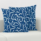 Abstract Tribal Lines - white on navy classic blue, medium 