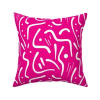 Abstract Tribal Lines - white on hot pink, medium 