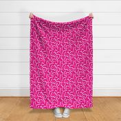 Abstract Tribal Lines - white on hot pink, medium 