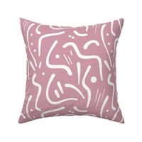 Abstract Tribal Lines - white on Dusky pink, medium 