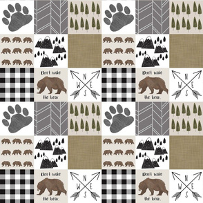 Bear wholecloth 3 inch, woodland wholecloth 3 inch, woodland cheater