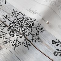 Black Glitter Snowflakes on Shiplap rotated - medium scale