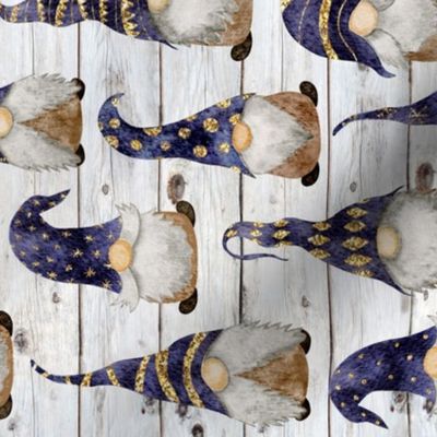 Navy Gnomes Gold Glitter on Shiplap rotated - medium scale